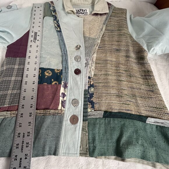 Donna Jessica Womens Patchwork Lagenlook Oversized Hippie Jacket Size 1 Artsy - Picture 8 of 9